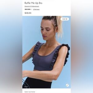 Free People Ruffle Me Up Bra - Gunmetal Sold out online NWT